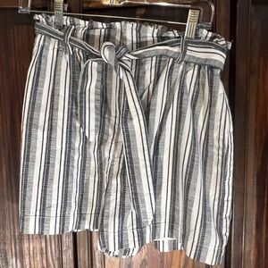 Express Black and‎ White Striped High Waist Shorts